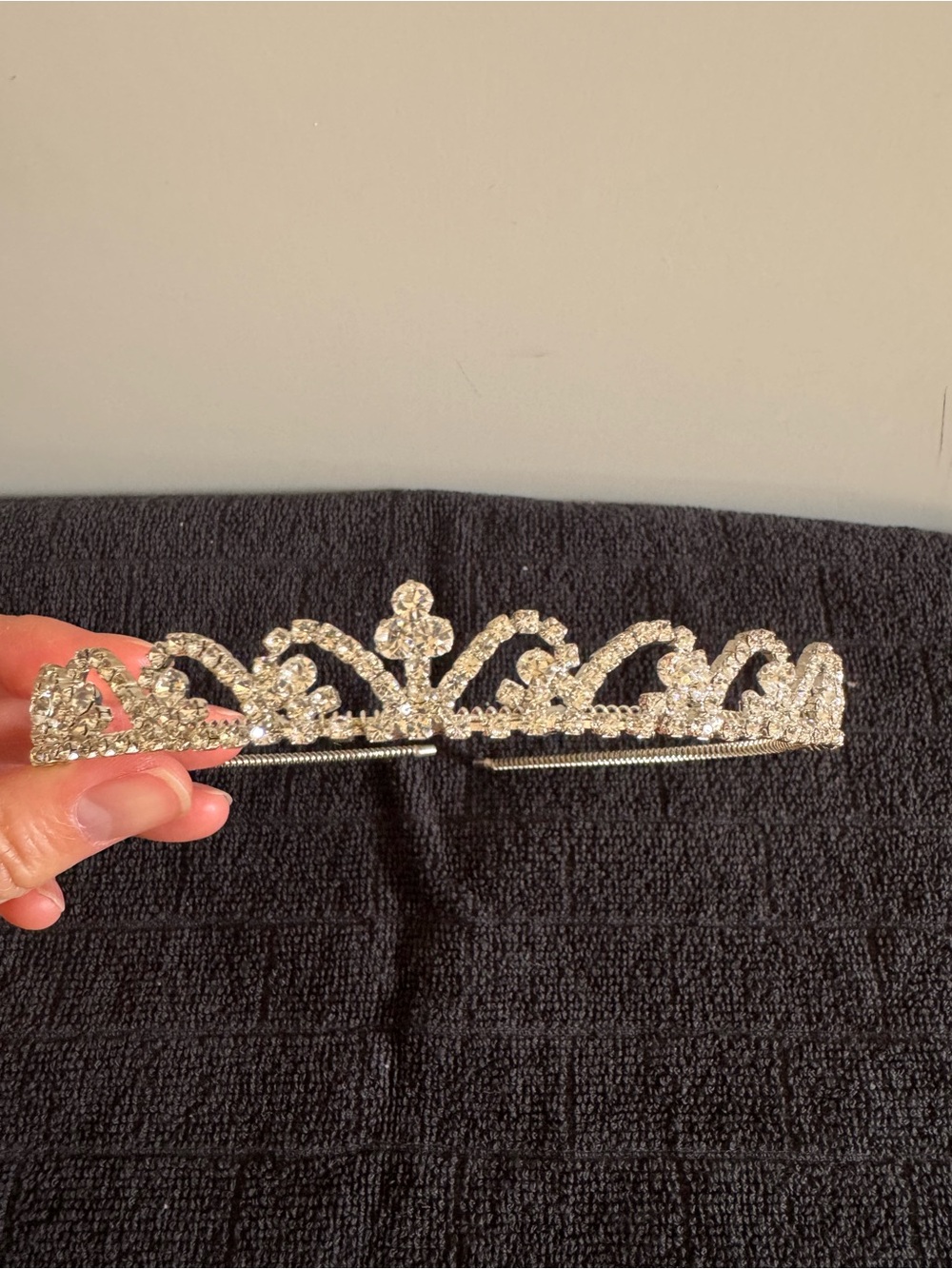 Rhinestone Crystal Tiara Headband - Silver